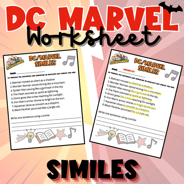 DC/Marvel – Similes | Worksheet (Upper Elementary)