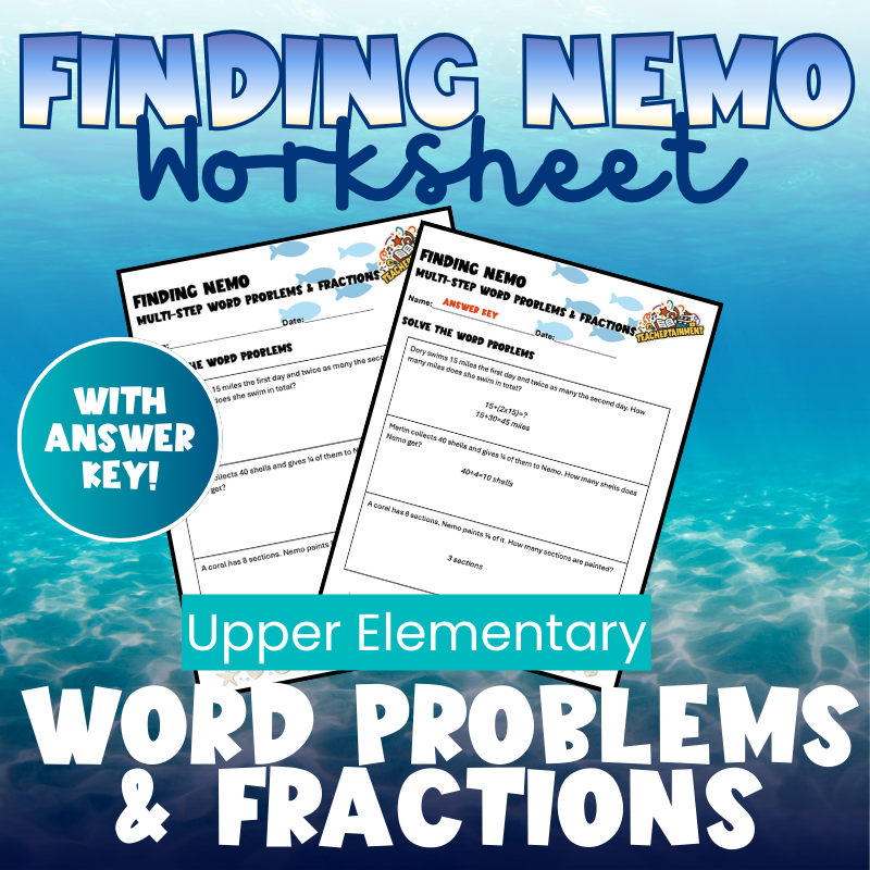 Finding Nemo – Multi-Step Word Problems & Fractions | Worksheet (Upper Elementary)