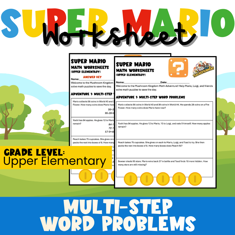 Super Mario – Math, Multi-Step Word Problems | Worksheet (Upper Elementary)