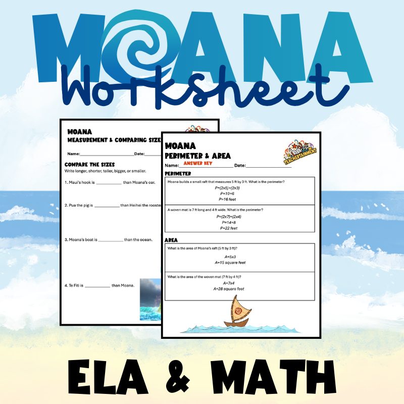 Moana Math | Worksheet (Lower Elementary)