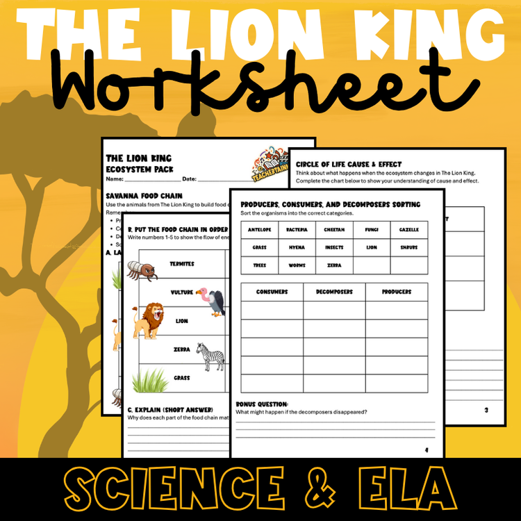 The Lion King Ecosystem Pack | Worksheet