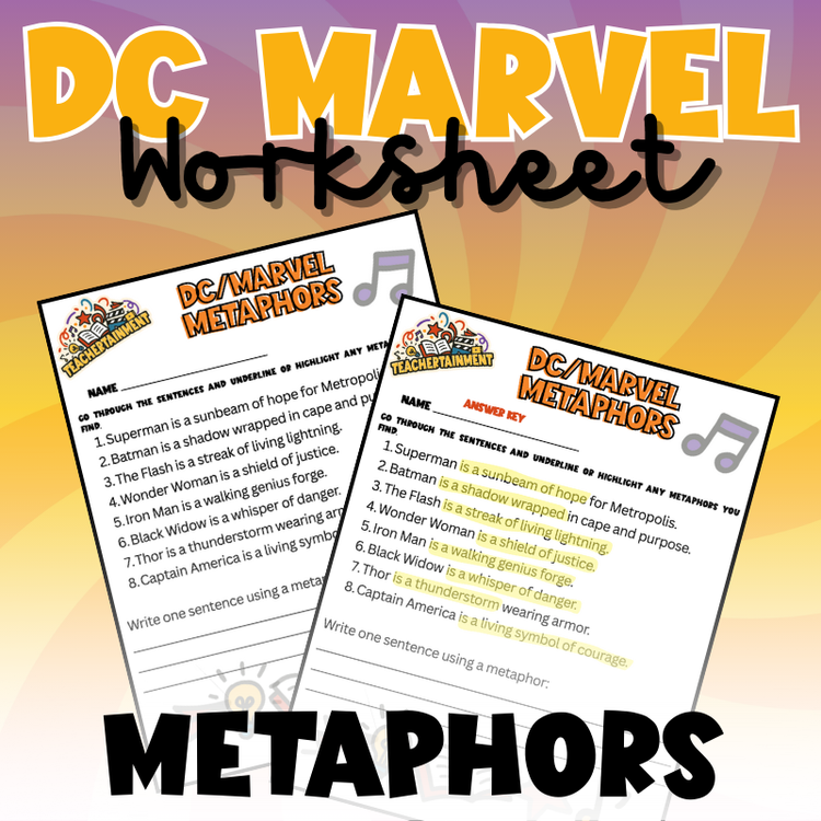 DC/Marvel – Metaphors | Worksheet (Upper Elementary)