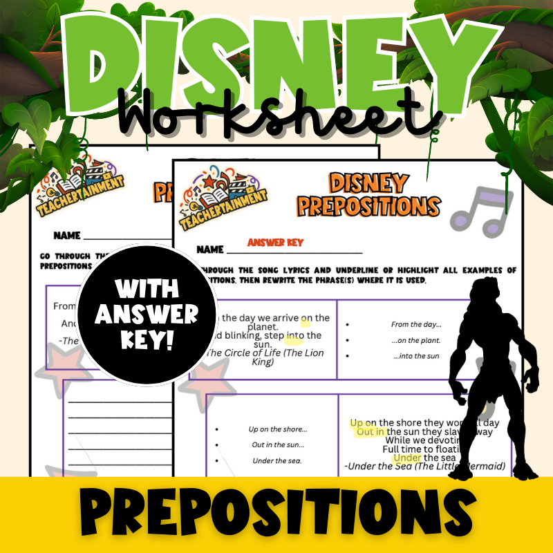 Disney – Prepositions | Worksheet (ELA)