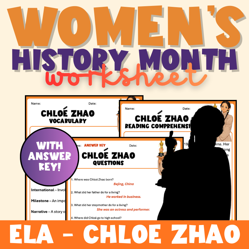 Women’s History Month | Chloé Zhao Biography Worksheet