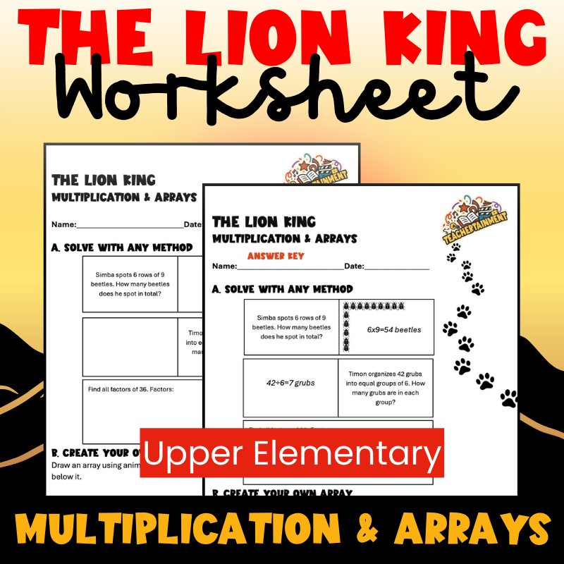 The Lion King – Multiplication & Arrays | Worksheet (Upper Elementary)