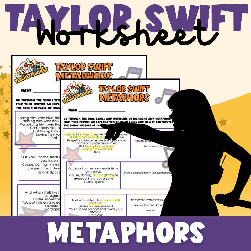 Taylor Swift – Metaphors | Worksheet (Upper Elementary)