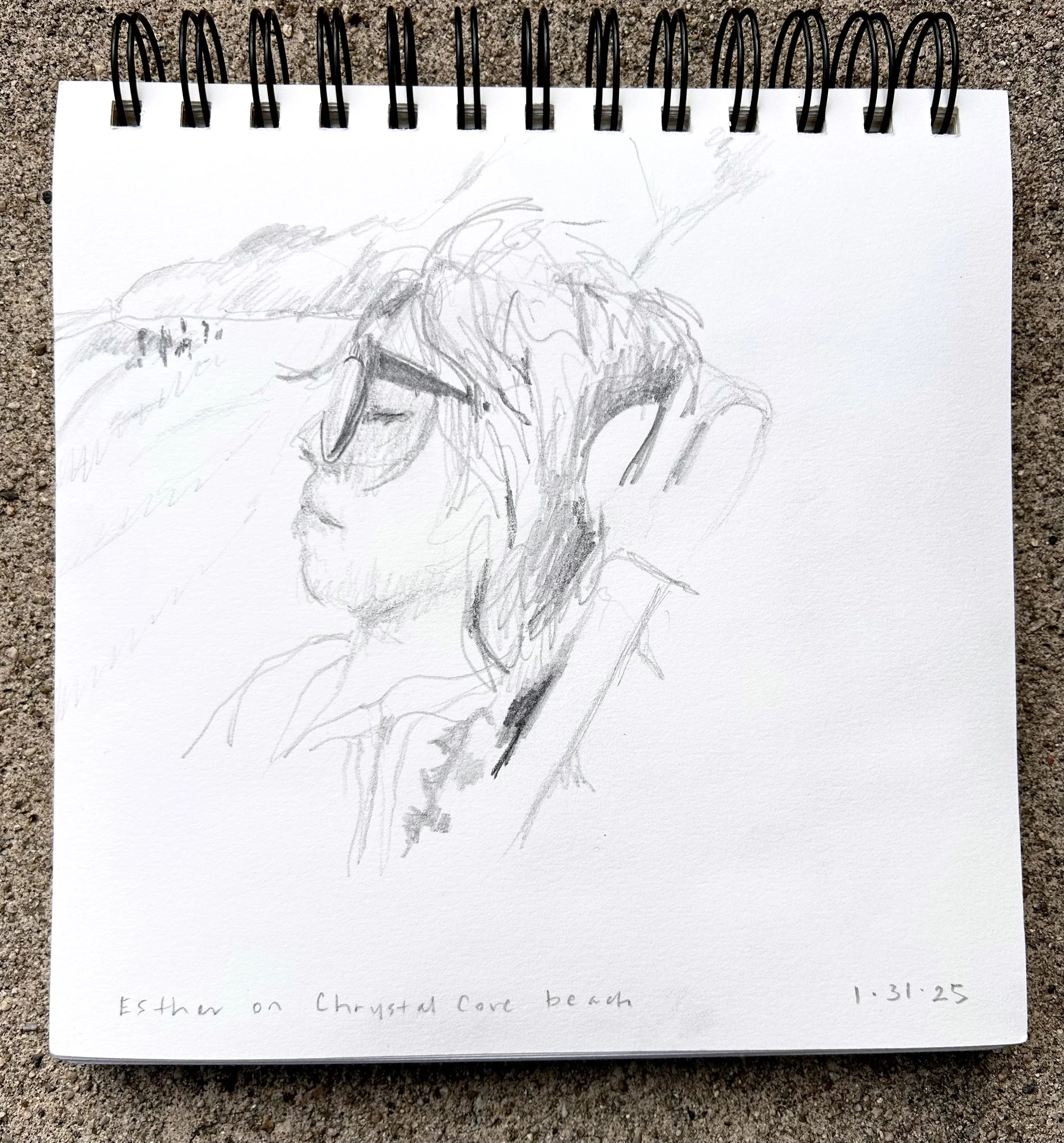  travel sketchbook, 7x7, graphite 