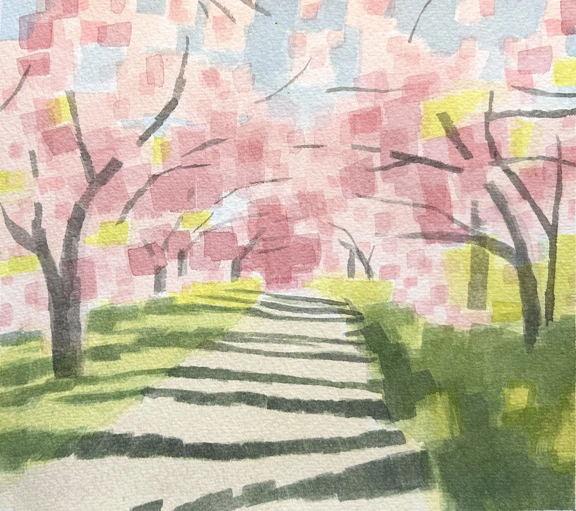  Blossom Path, 7x8, watercolor on paper 