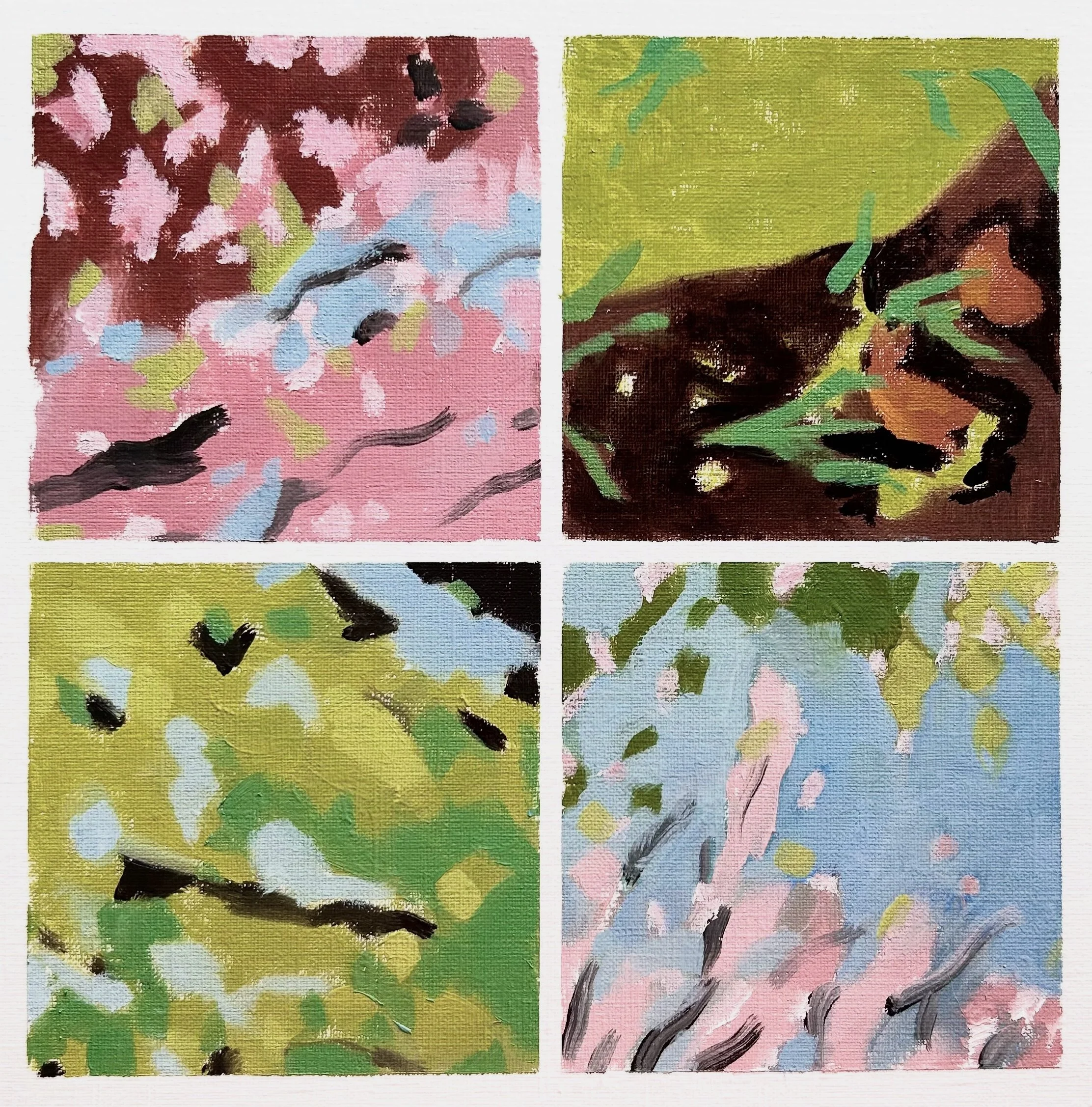  Garden Notes, oil on paper, 8.5x8.5r 