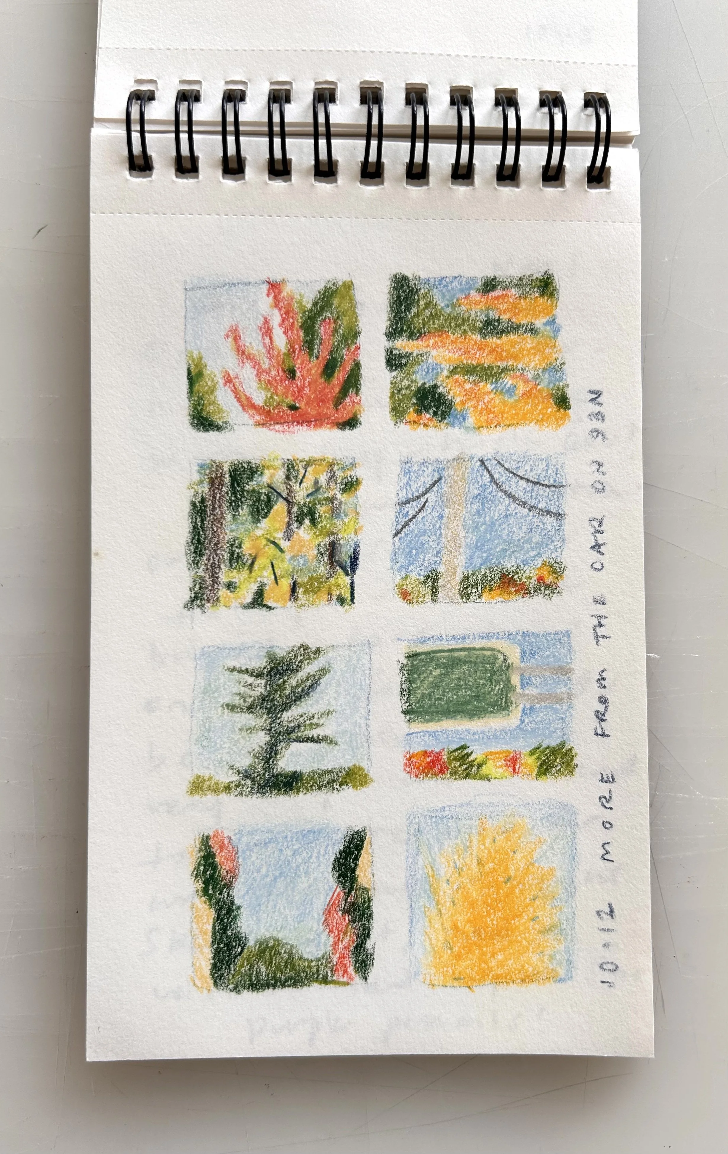  notes on the road, 4x6, colored pencil 