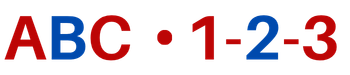 Text that reads 'ABC 1-2-3' in blue and red colors.
