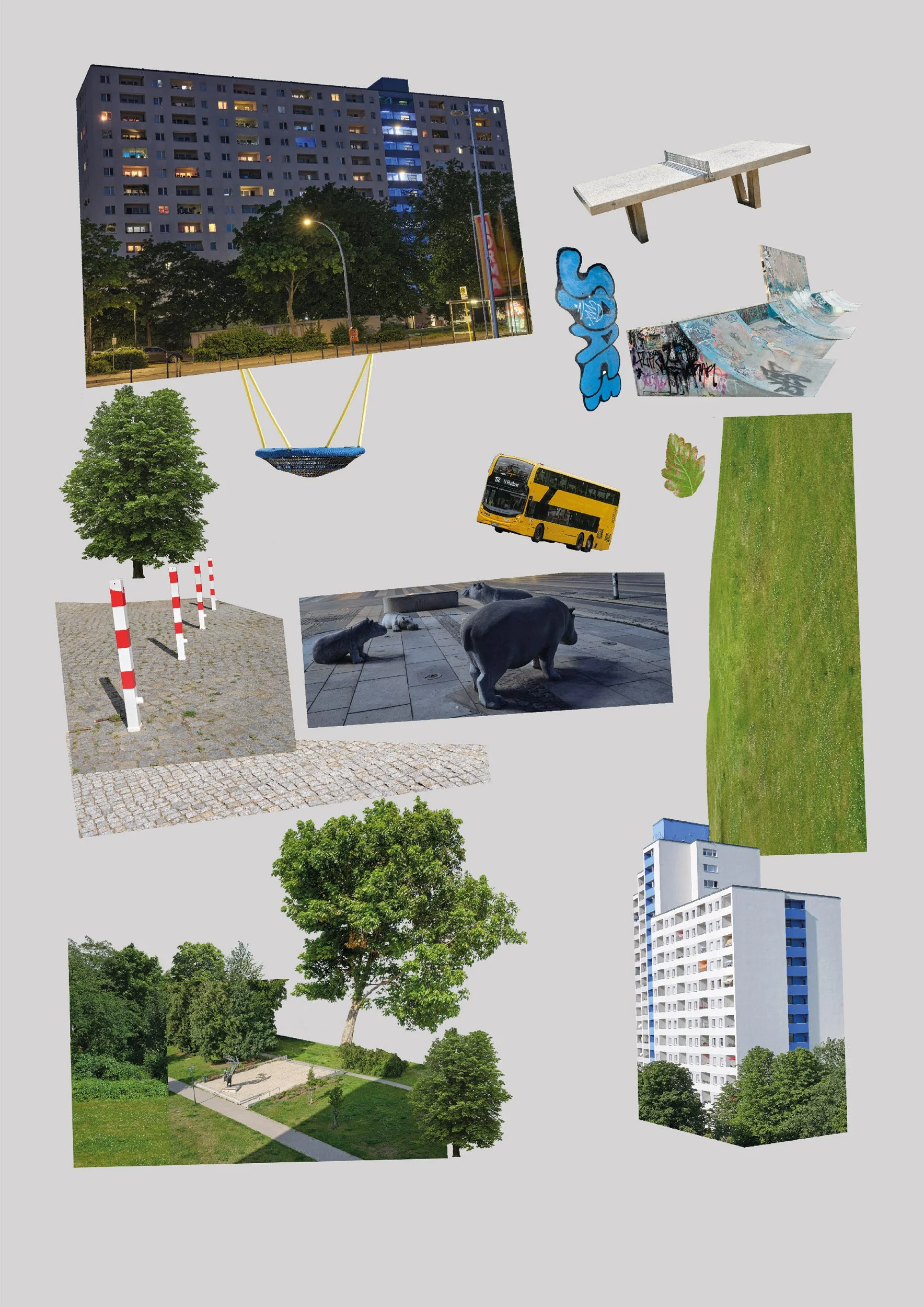 „Wir haben eine große Stadt gemacht, mit Bäumen, Wohnhäusern, den Nilpferden, einem kleinen Spielplatz, Busse und der Skaterbahn. So wie es in echt ist.“ -  Johanna (9) und Maximilian (5) 