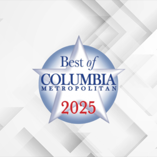Logo for the Best of Columbia Metropolitan 2025 awards with a star and blue circle background.
