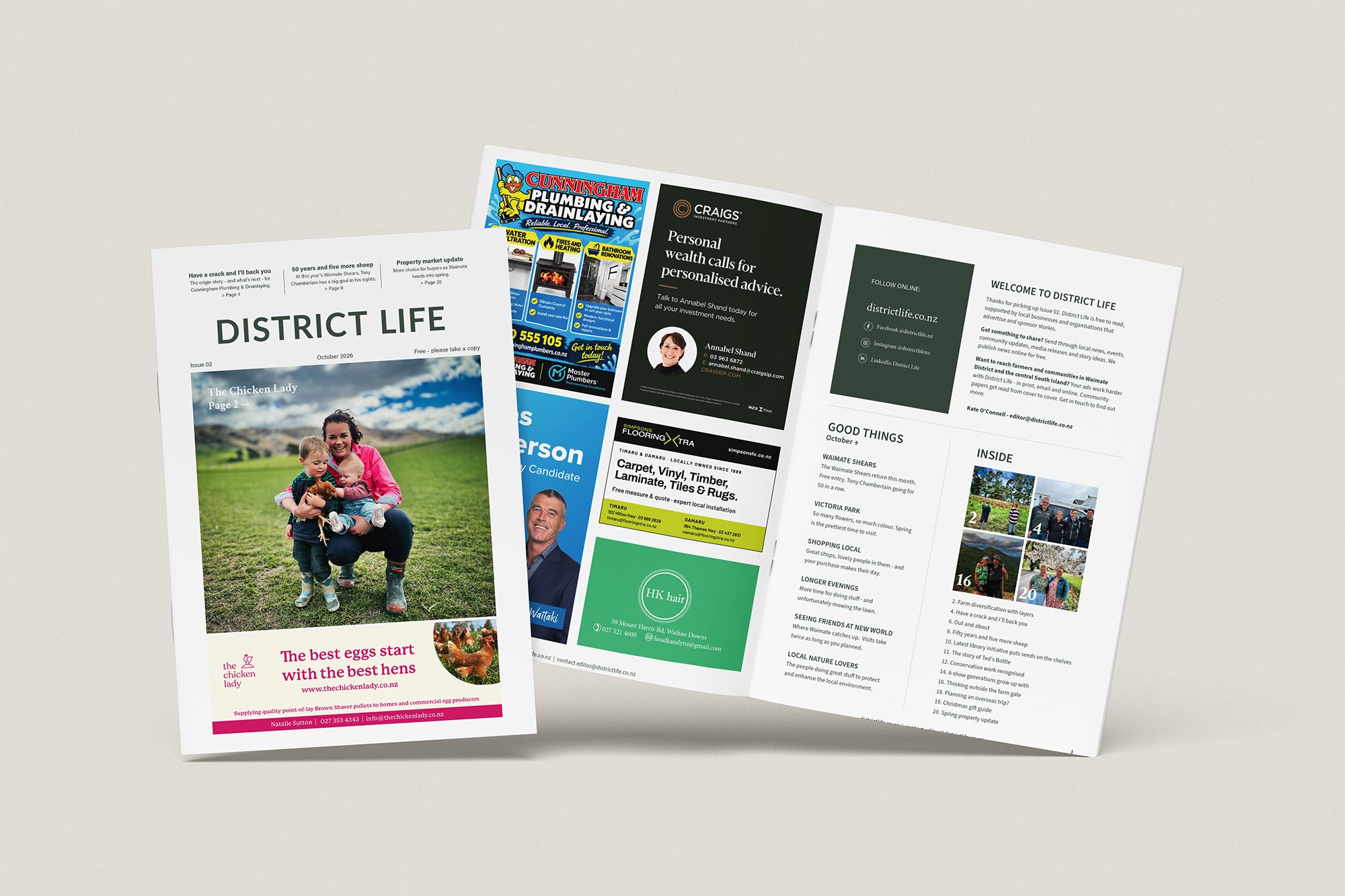 DISTRICT LIFE IS OUT THIS WEEK

Edition #2 is with the Colourprint team for their part of the process.

It will be arriving in rural mailboxes, email inboxes and pick-up spots this week.

In Waimate copies will be available to take home at The Waimat