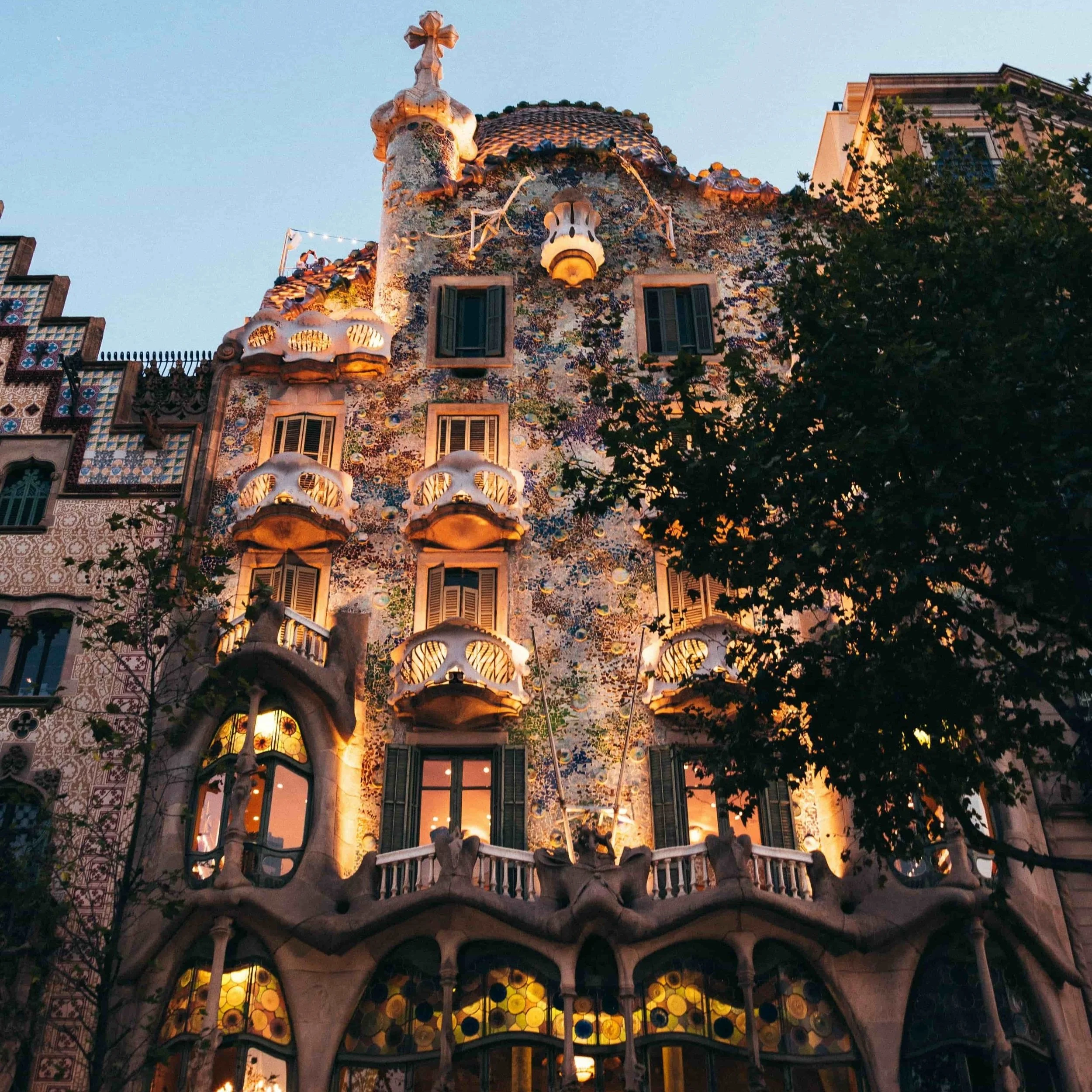 Casa Batlló, Gaudí's display of vibrant colors and organic forms.