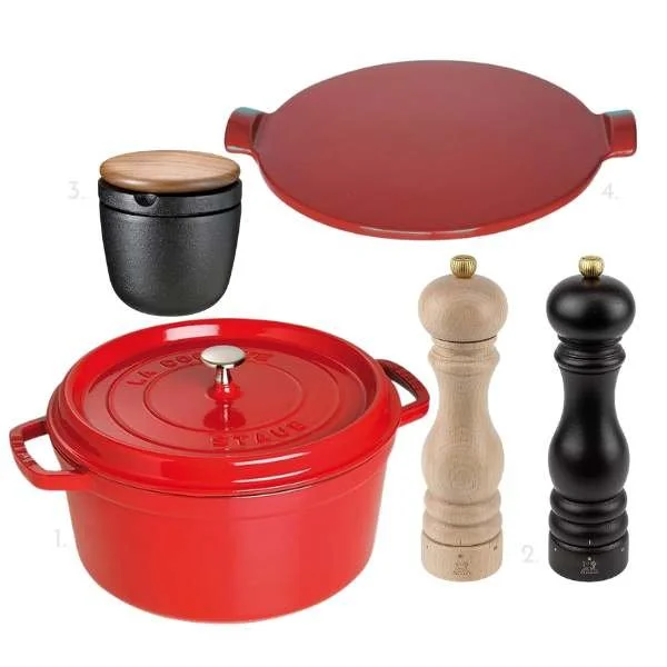 A photo collage of European gifts for home cooks.