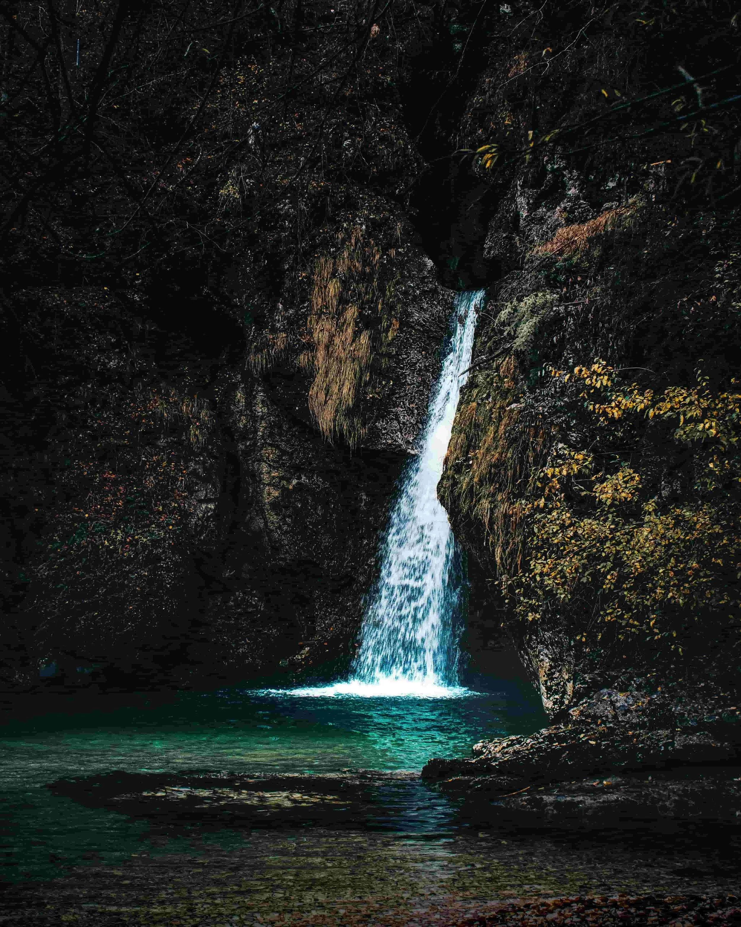 A waterfall in the Julian Alps.
