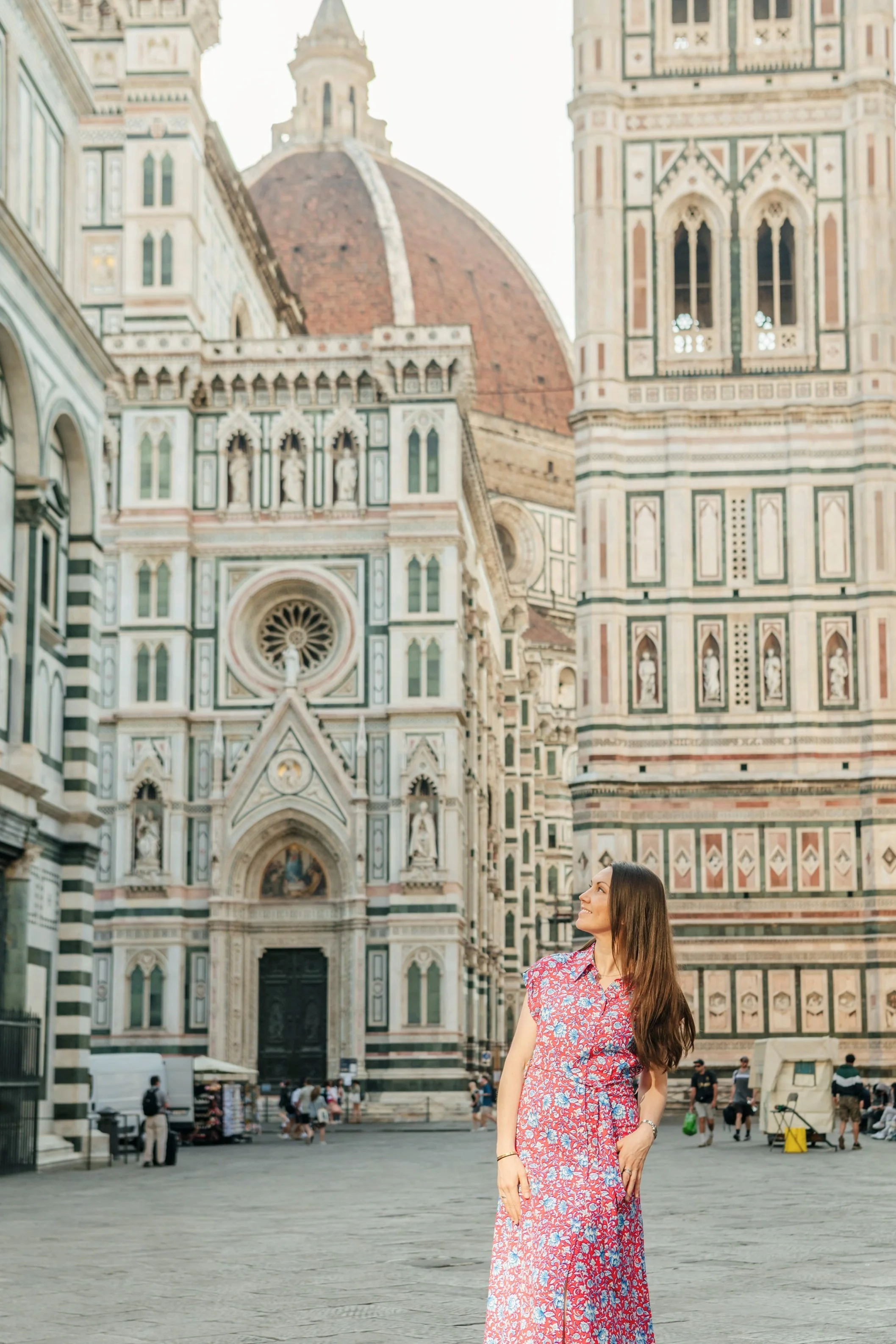 Piazza del Duomo includes St. John’s Baptistery, the Cathedral of Santa Maria del Fiore, and Giotto’s Bell Tower.