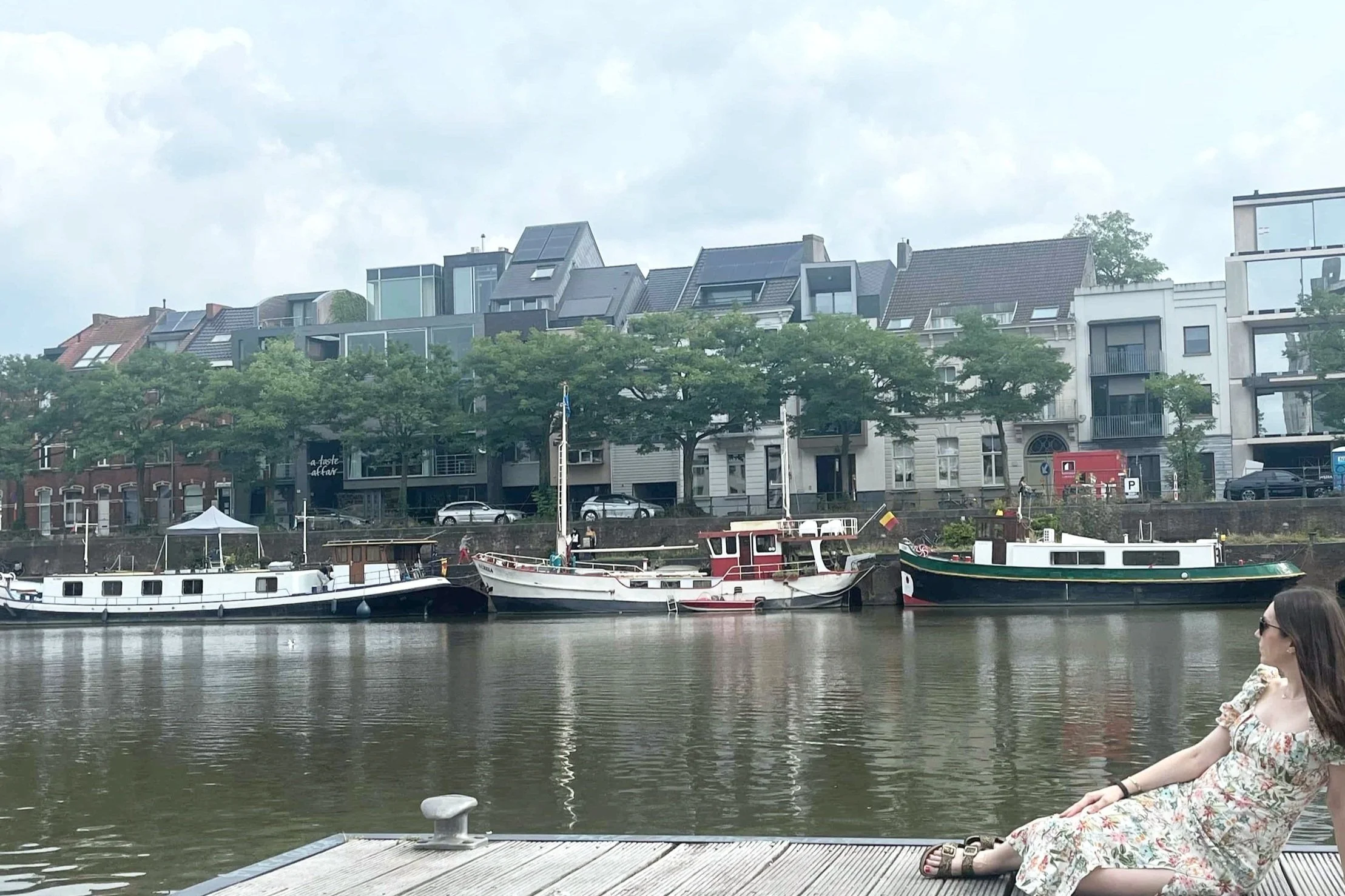 Portus Ganda is a restored dock area where the rivers Scheldt and Leie meet, marking Ghent's original port location.