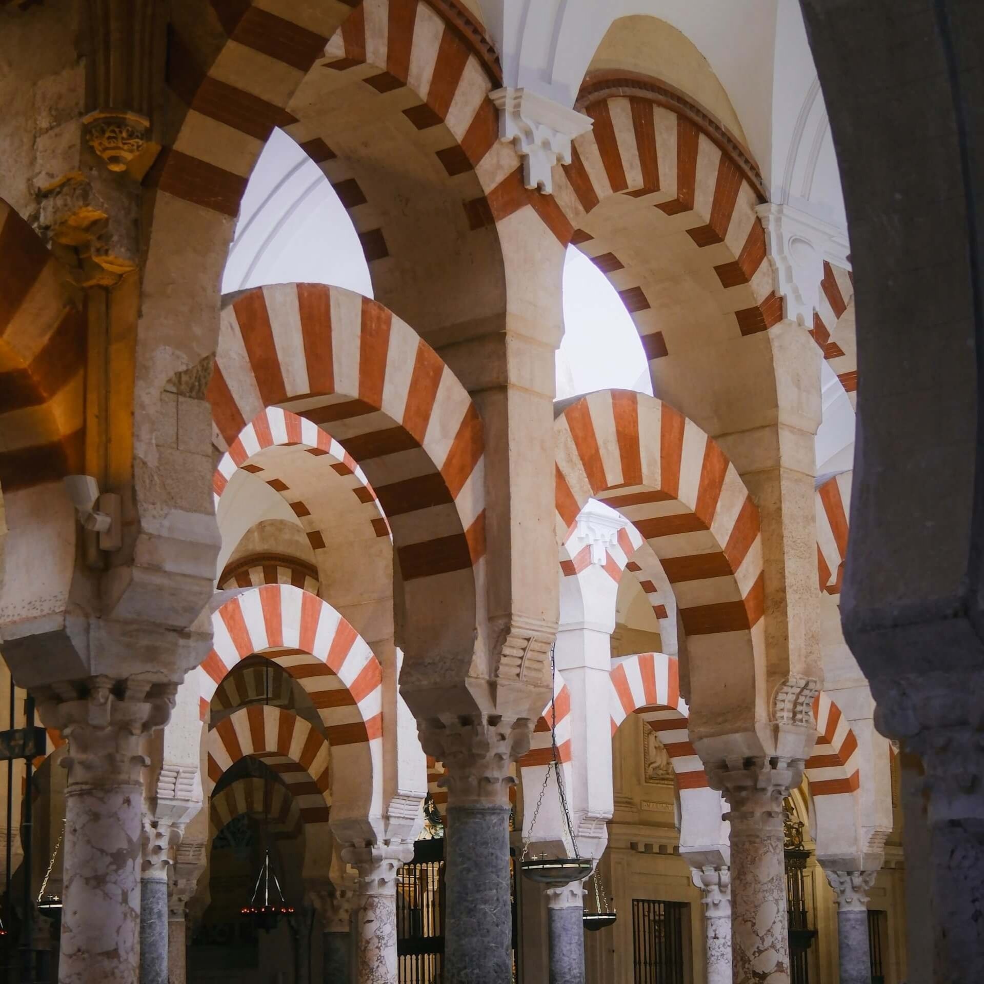 The colorful arches at Córdoba’s Mezquita.