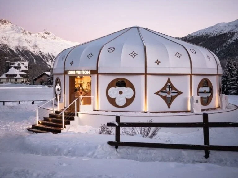 Louis Vuitton's seasonal boutique in St. Moritz, Switzerland, which was built to resemble a yurt.