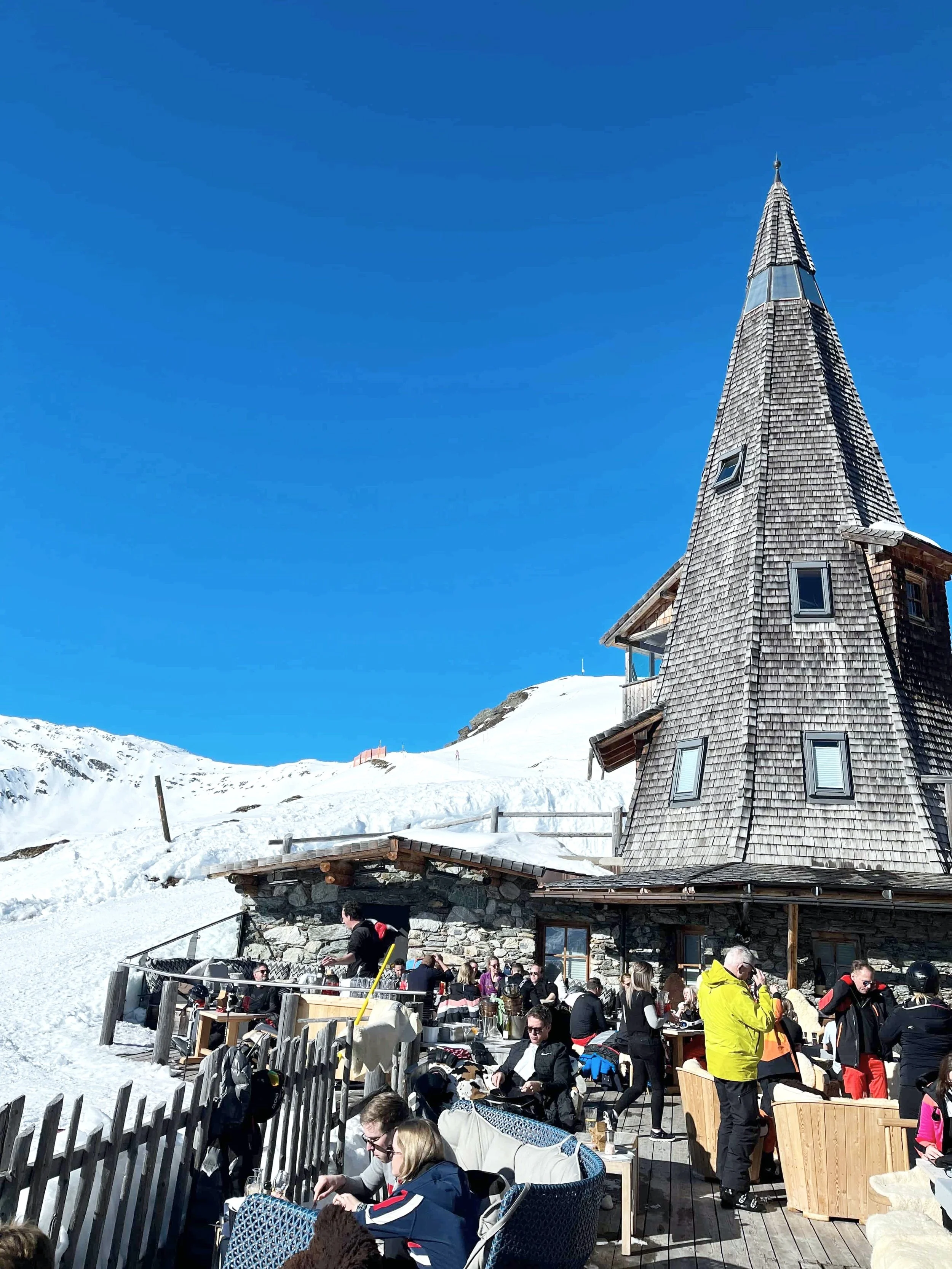 A mountainside cafe serving food and drink in Mayrhofen, Austria.