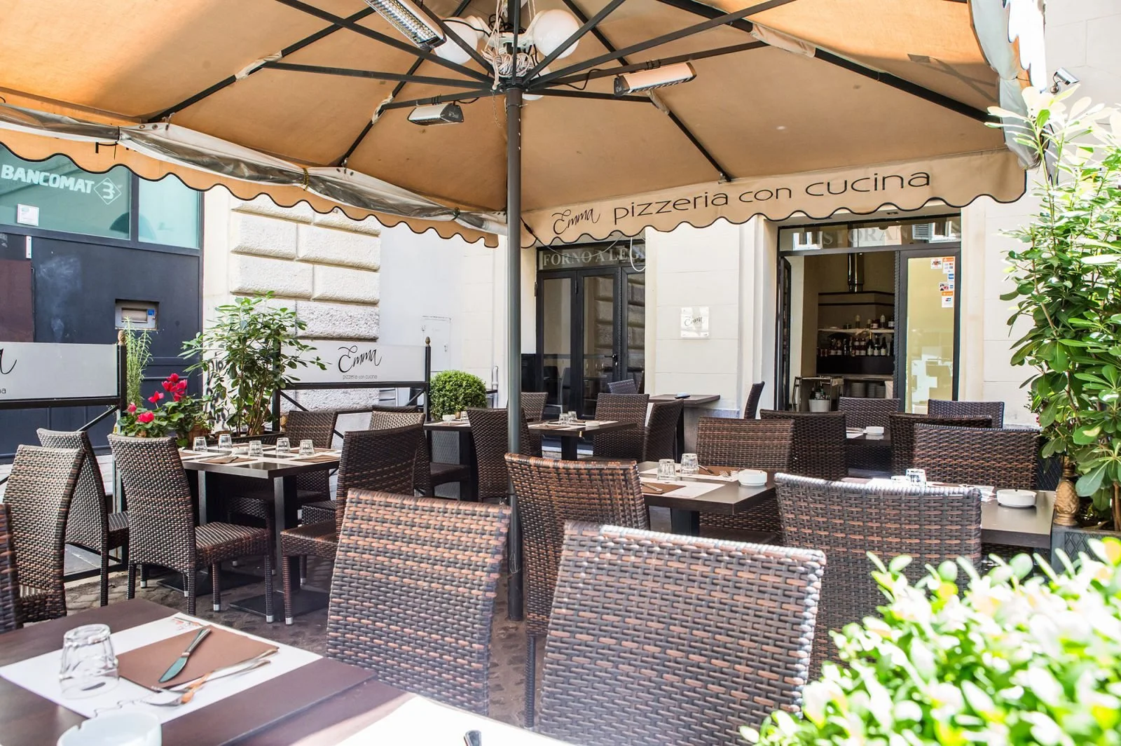 The patio at Emma Pizzaria in Rome.