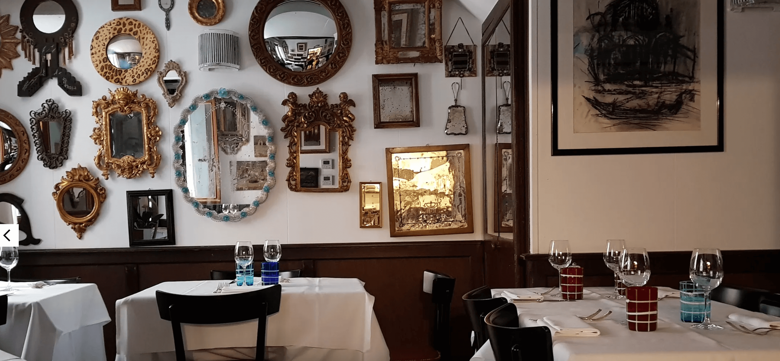 The interior of Trattoria Antiche Carampane in Venice, Italy.