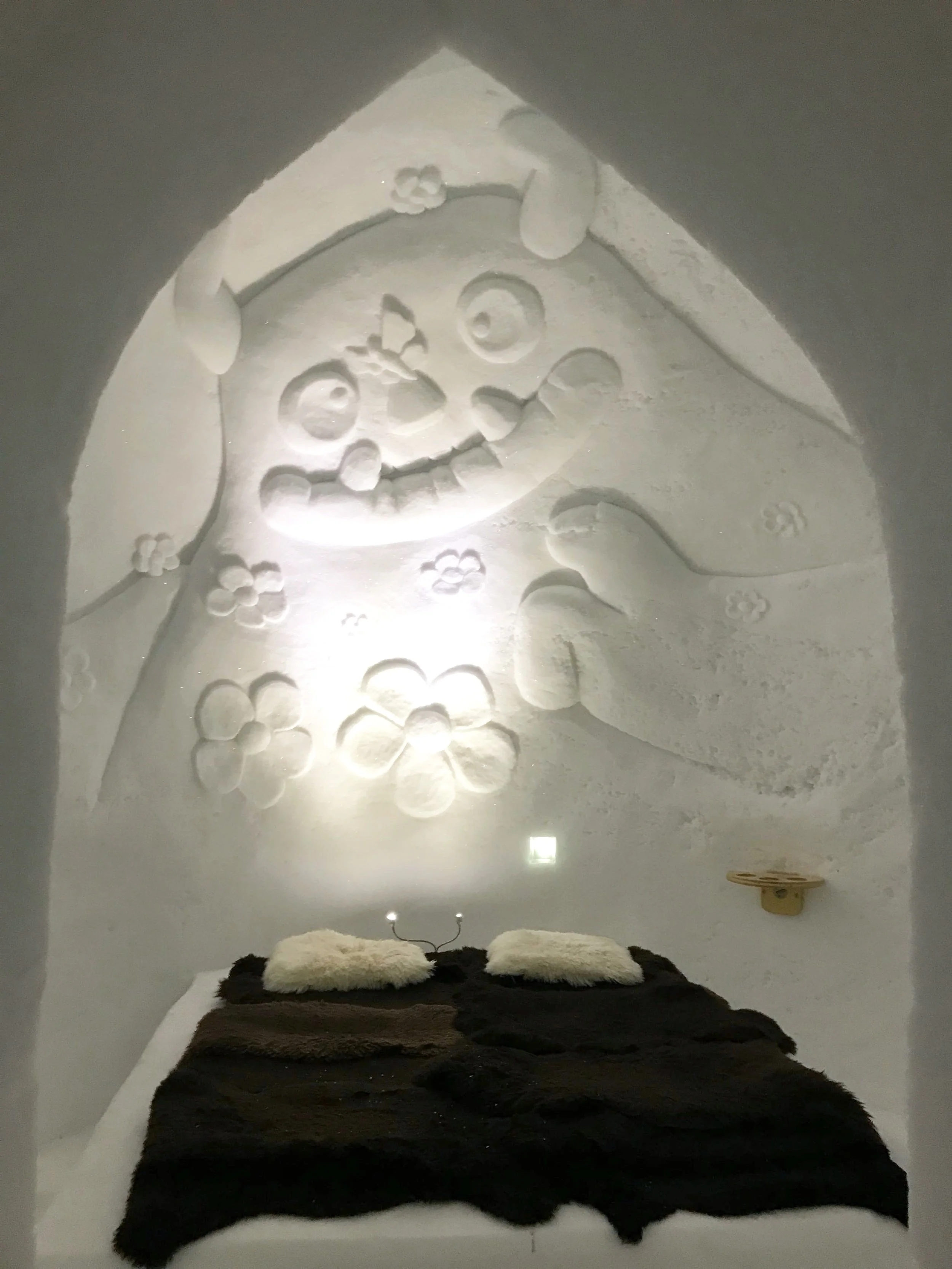 A bedroom in an igloo hotel at the Zugspitze in Garmisch-Partenkirchen.