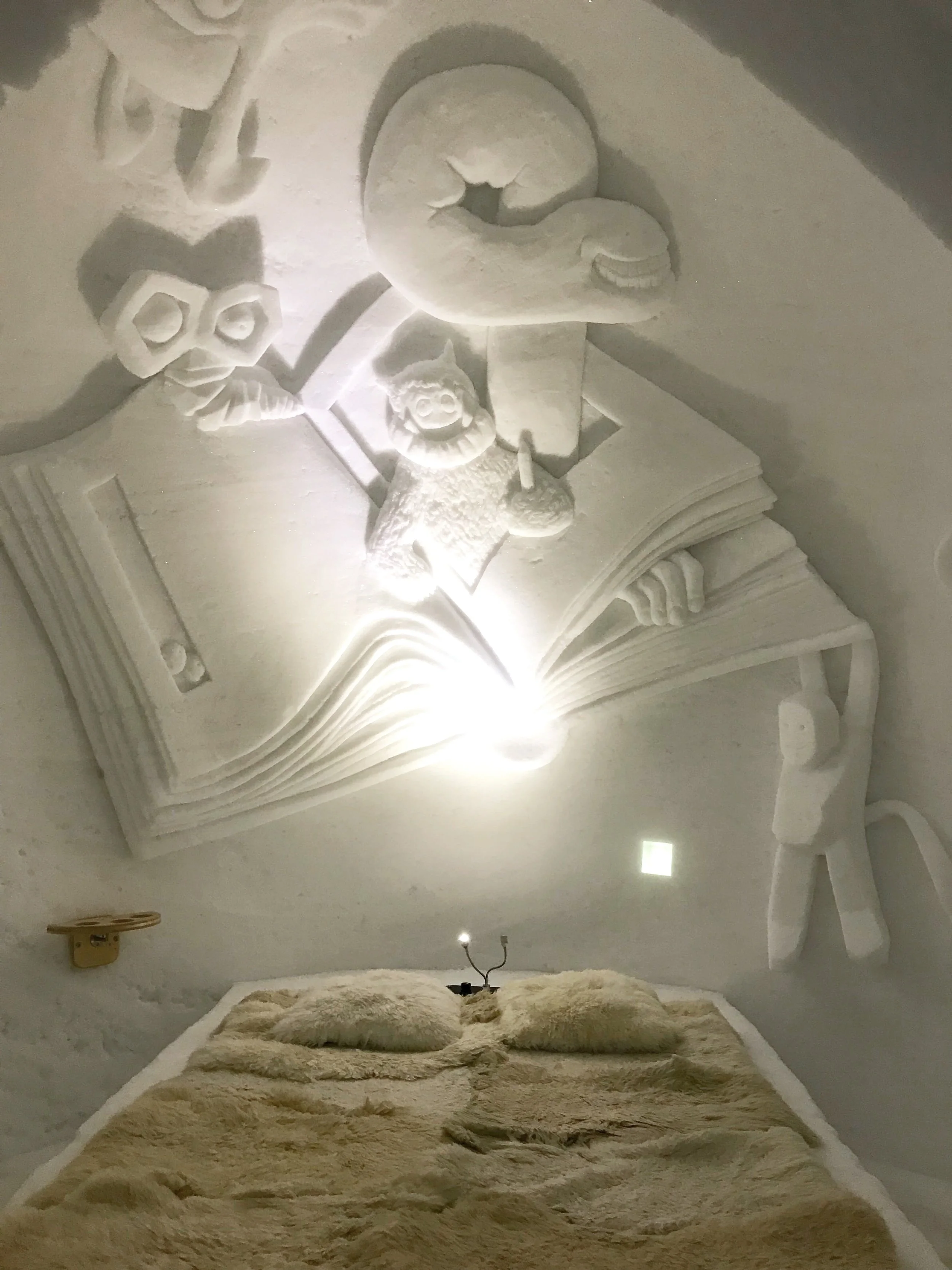 A bedroom in an igloo hotel at the Zugspitze in Garmisch-Partenkirchen.