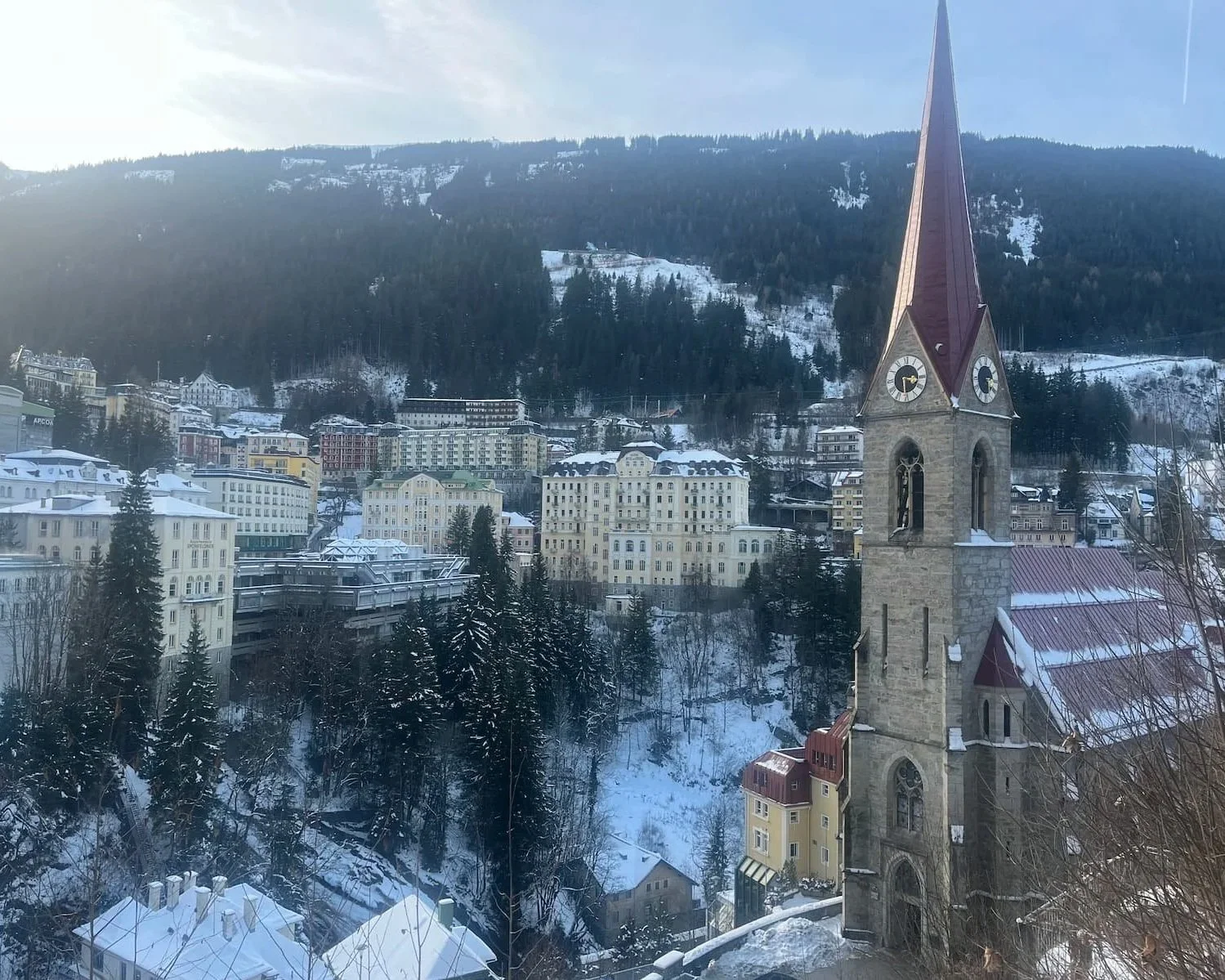 A view of Bad Gastein from the Kaiser Wilhelm Promenade.