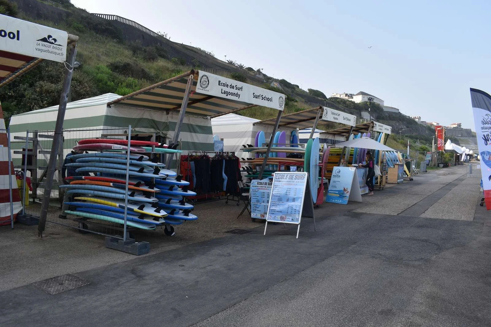 Surf schools in Biarritz, France.