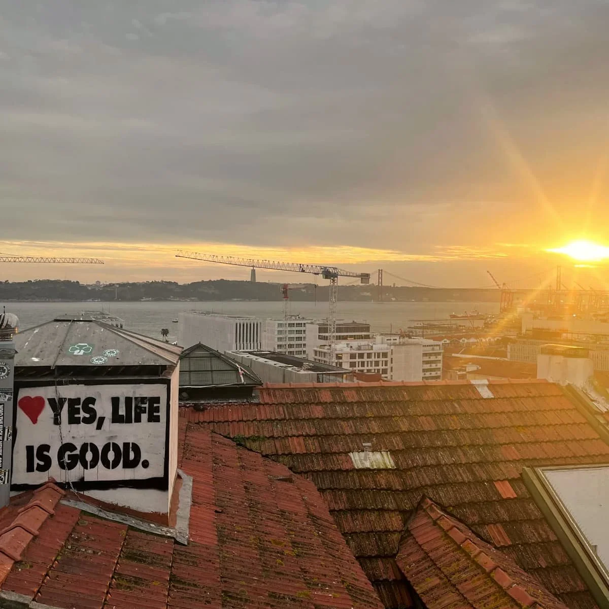 The view from the Miradouro de Santa Catarina in Lisbon, Portugal.