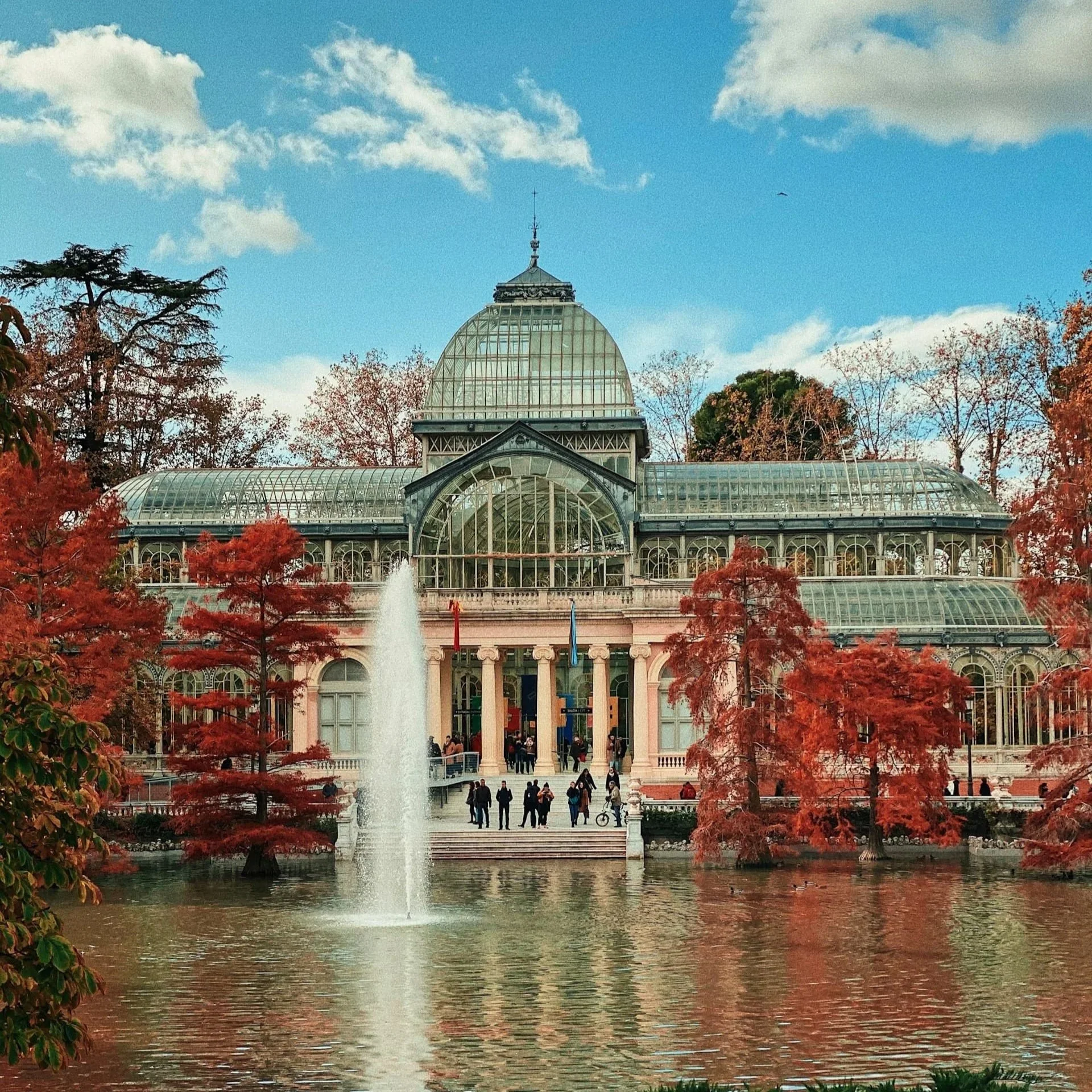 The Crystal Palace at El Retiro Park in Madrid.