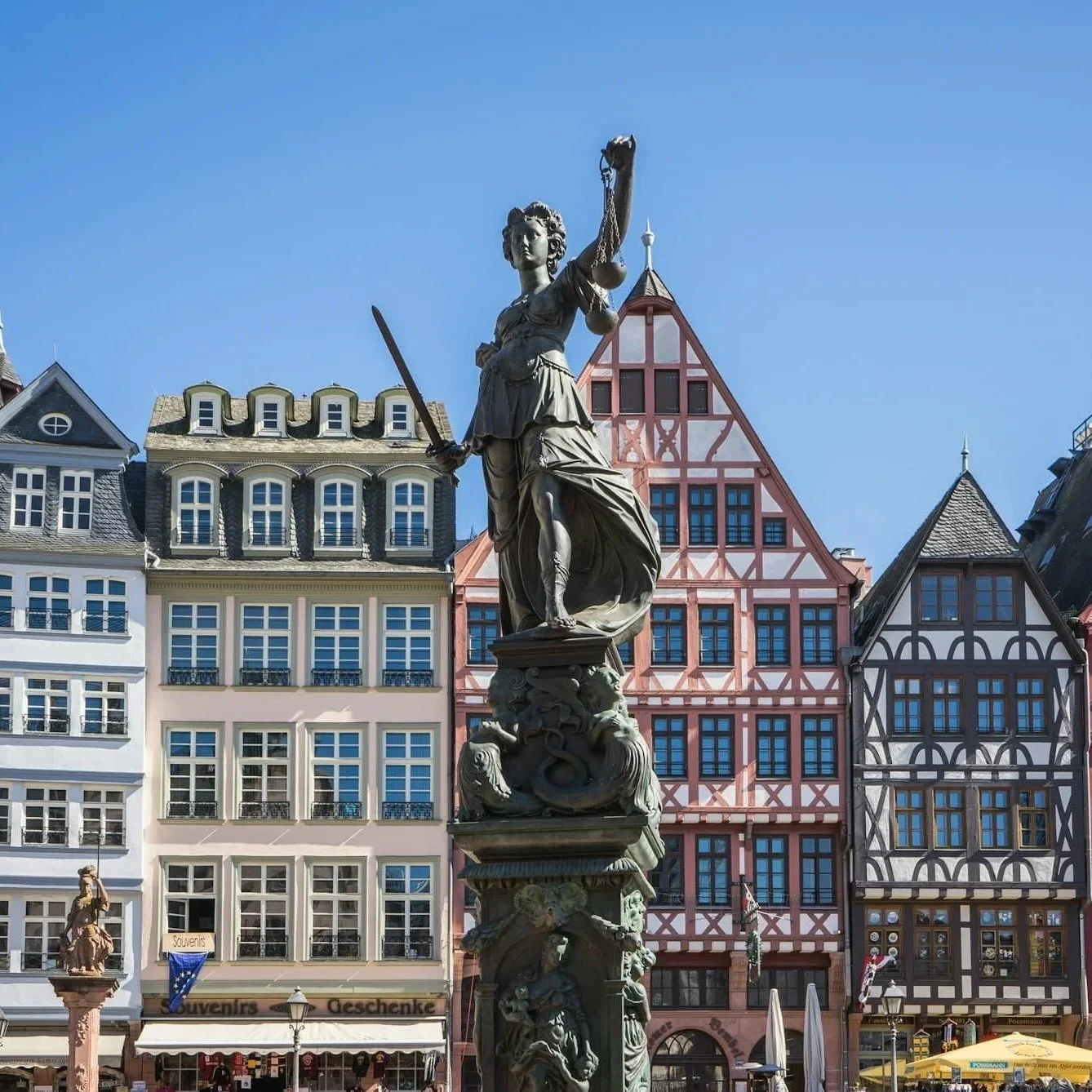 Half-timbered houses in the Altstadt of Frankfurt.