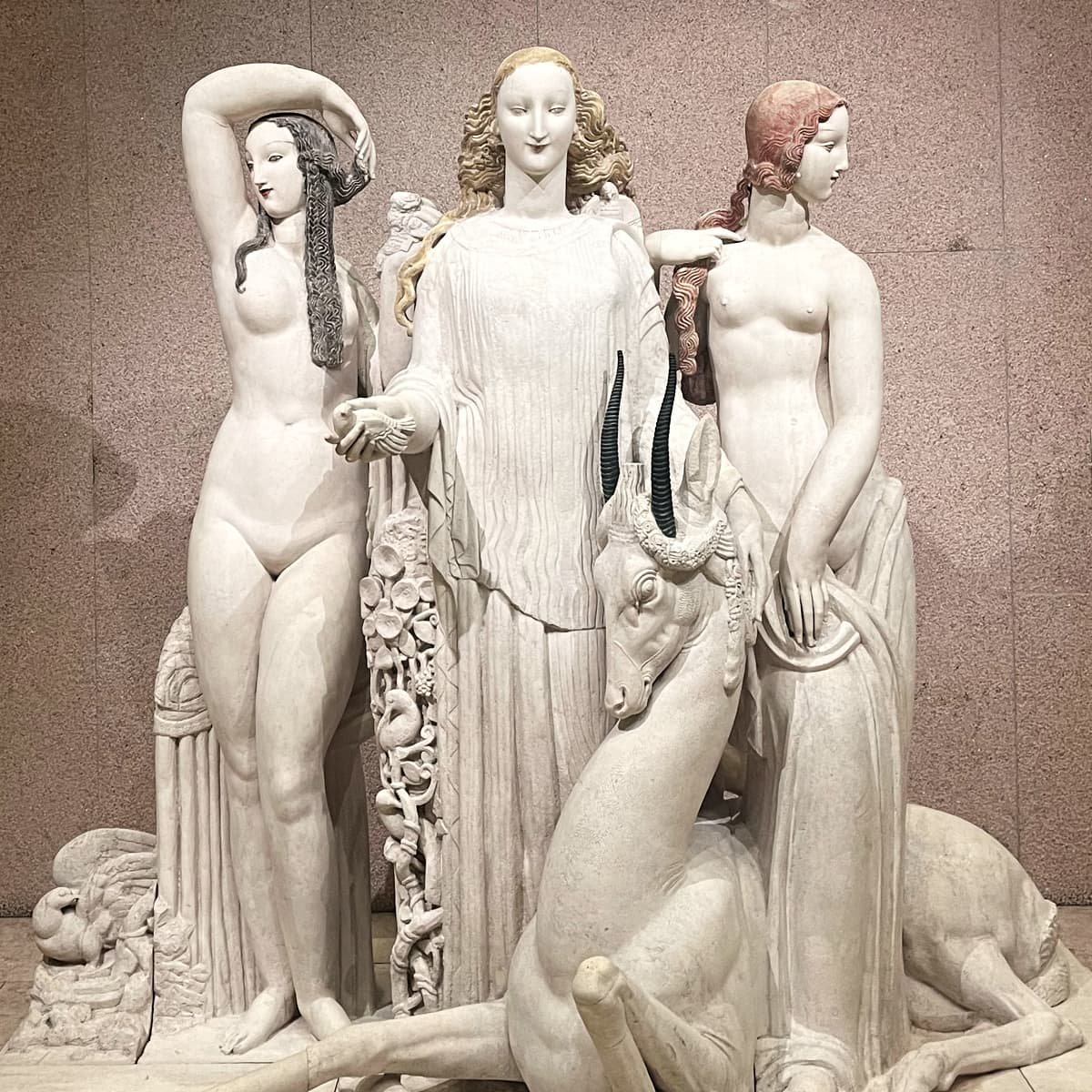 A statue of Diana the Huntress at the Calouste Gulbenkian Museum in Lisbon, Portugal.