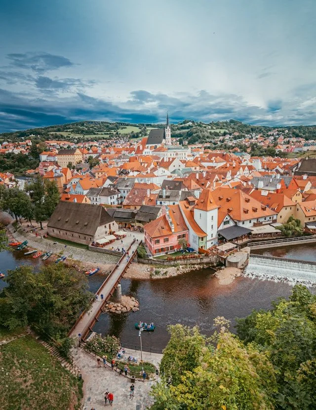 The rooftops of Český Krumlov in the Czech Republic.