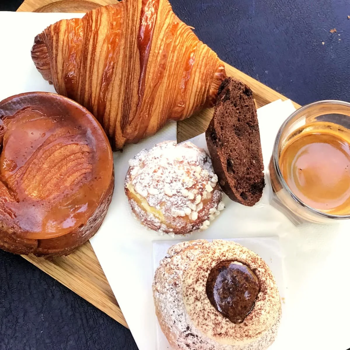 An assortment of patisserie classics from a bakery food tour in Paris.