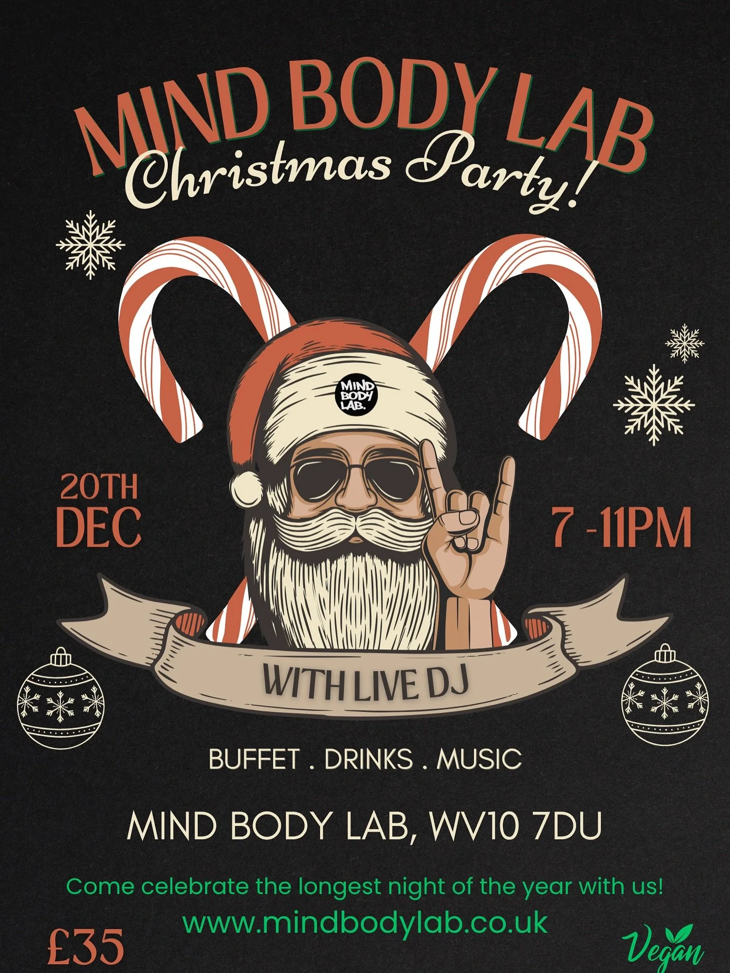 Celebrate the longest night of the year with us!

Come celebrate the festive season with our friendly community at Mind Body Lab! Join us for a classic Christmas party/Solstice celebration filled with upbeat tunes, dancing, laughter and good vibes.

