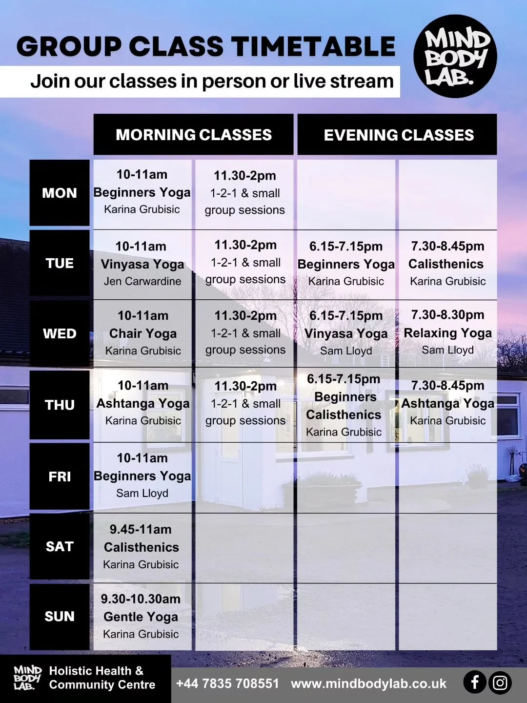 Reopening Monday 5th January. 

www.mindbodylab.co.uk 

#yoga #calisthenics #health #fitness #gymmotivation