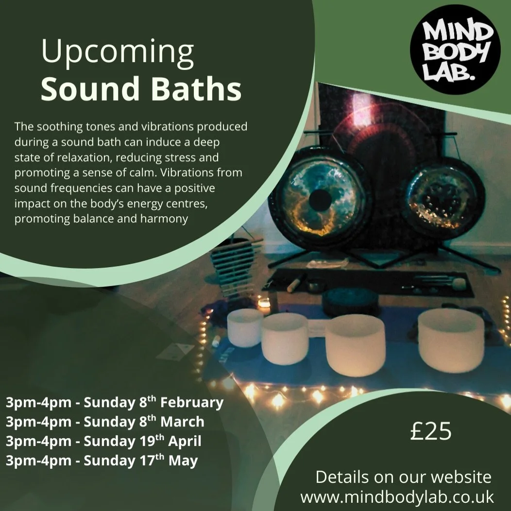 Our spring sound bath dates. ☺️

An afternoon to slow down, to soften and let the vibrations gently wash away the heaviness of winter.

DM us or email: info@mindbodylab.co.uk to book

Full details on our website.
www.mindbodylab.co.uk