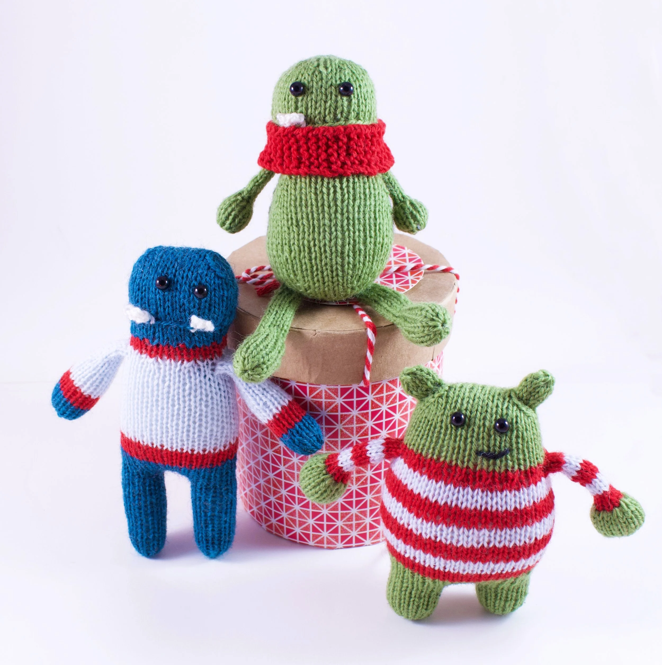 Christmas Monster Ornament Trio All 3 On Gift Box.jpg