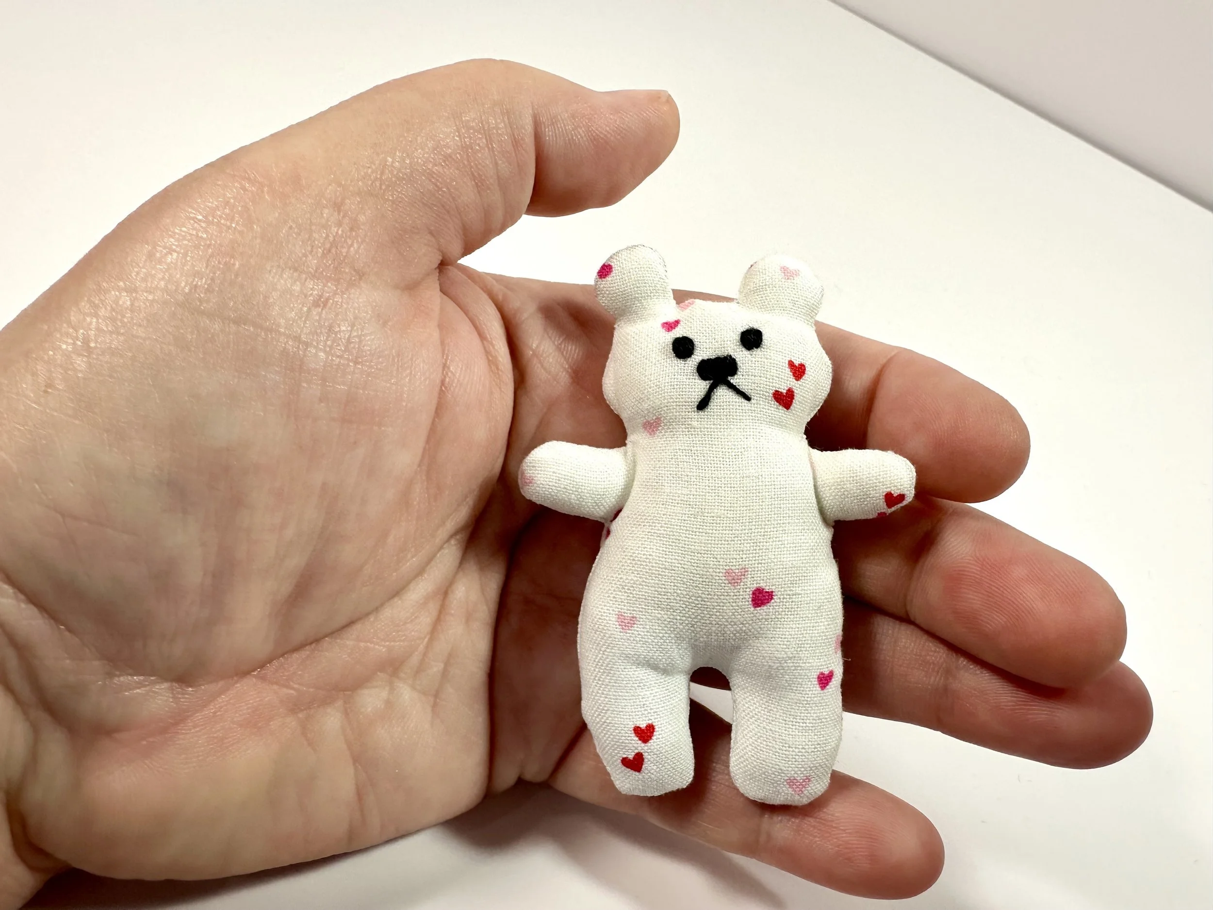 White With Pink and Red Heart Tinies Bear