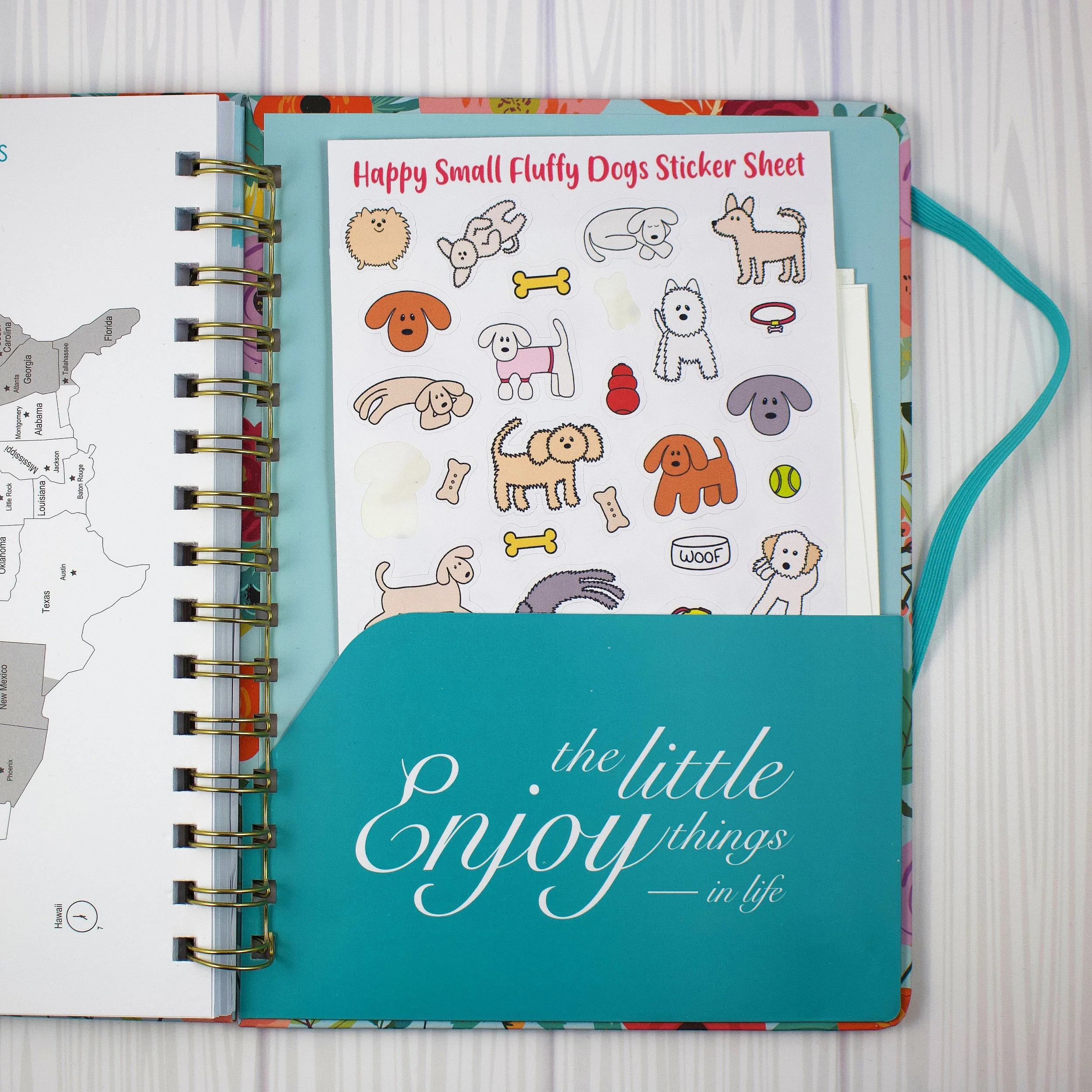 Happy Small Fluffy Dogs Sticker Sheet In Pocket.jpeg