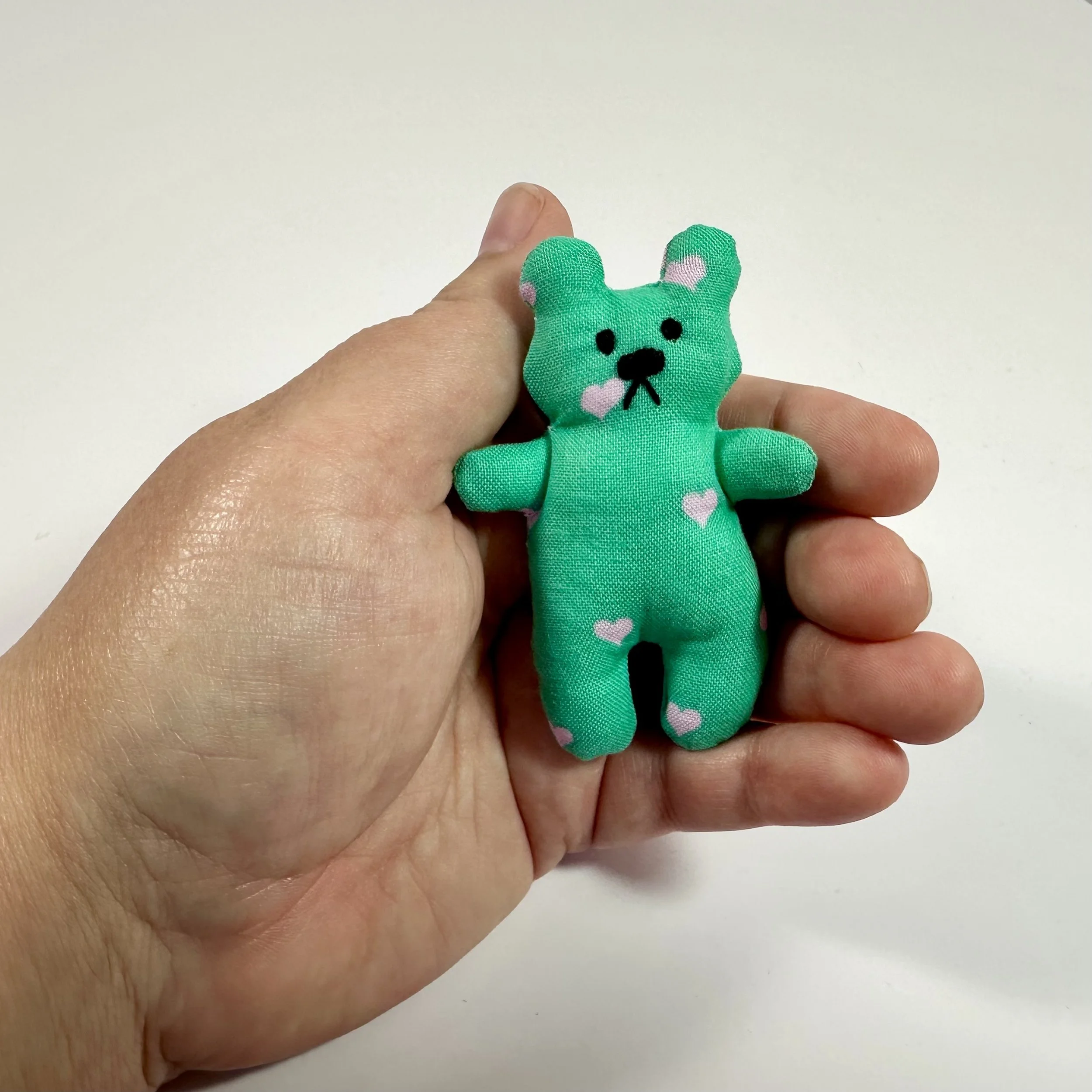 Aqua With Pink Hearts Tinies Bear