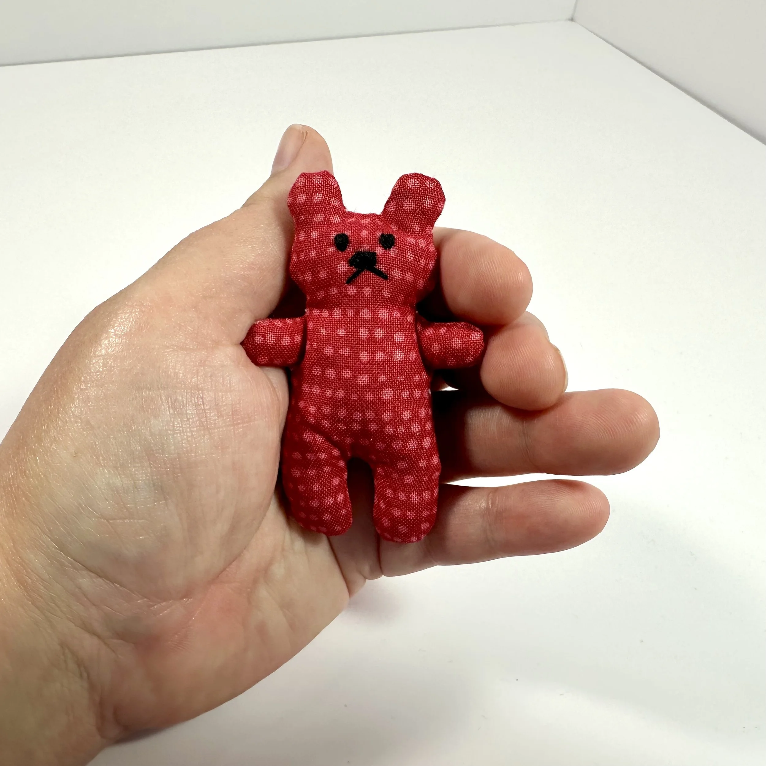Burgundy Dots Tinies Bear