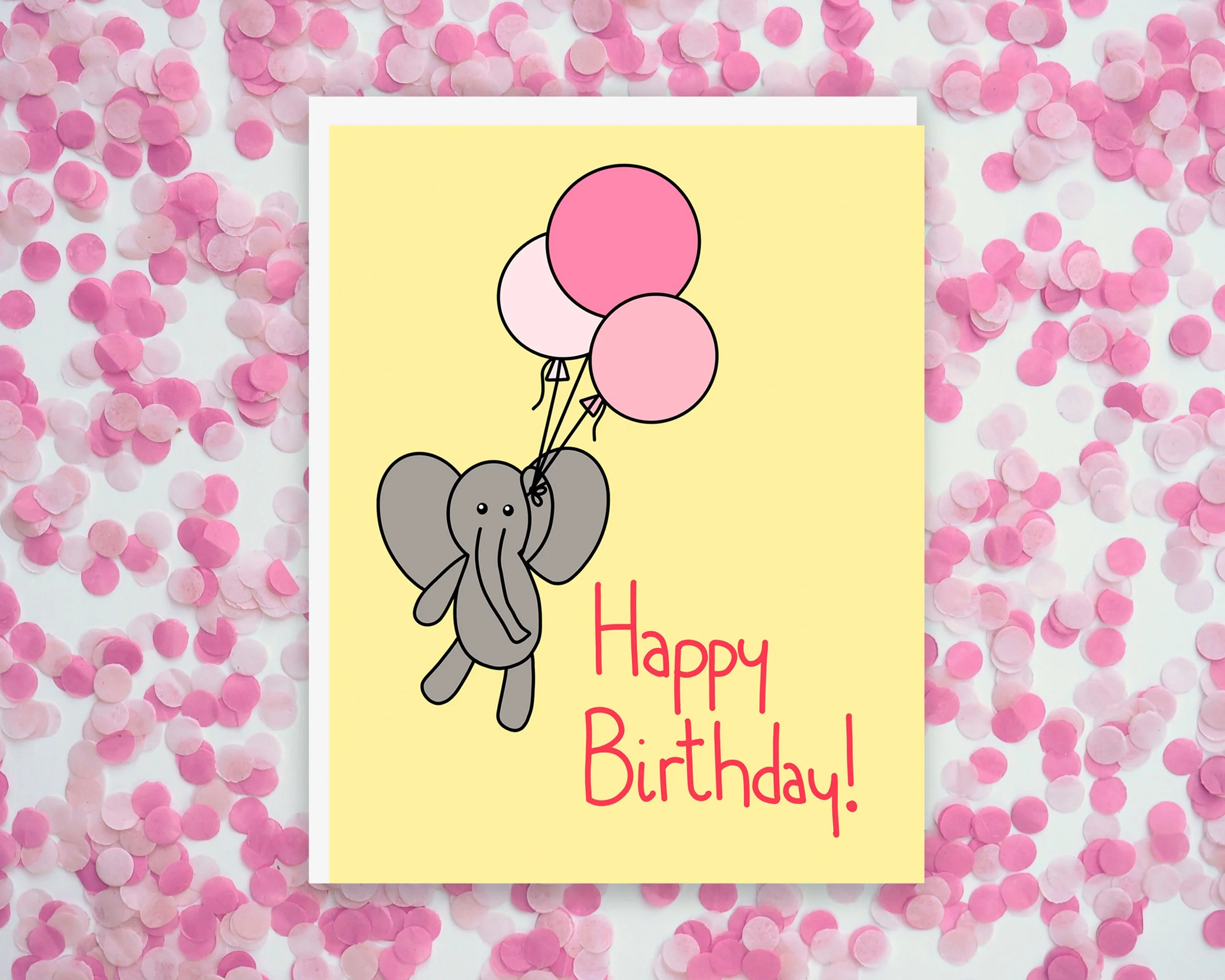 Happy Birthday Elephant Card On Confetti.jpg