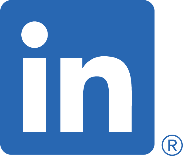 LinkedIn logo with white lowercase 'in' on a blue square background