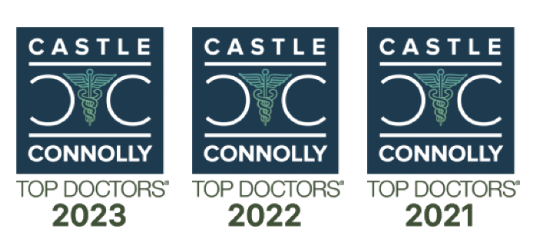 Logo for Castle Connolly Top Doctors for 2021, 2022, and 2023.