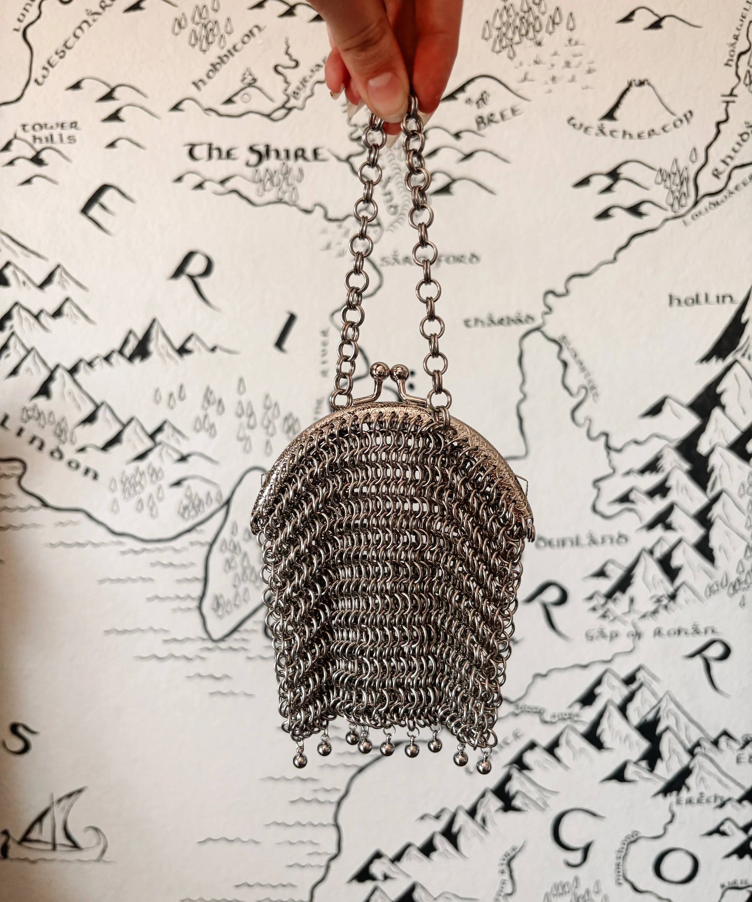 Steel Chainmail Coin Purse w/ Ball Charms